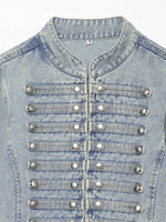 Load image into Gallery viewer, Embroidered Cropped Denim Jacket Slim Fit Women N6F193