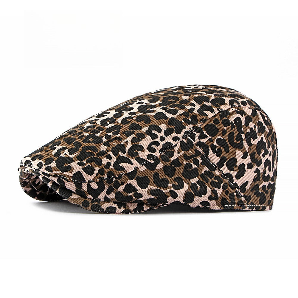 Vintage Leopard Newsboy Cap Women Adjustable N6G202