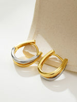 Load image into Gallery viewer, Two-tone Geometric U-Shape Ear Cuff Gold Plated  N6C182