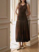 Load image into Gallery viewer, Velvet A Line Maxi Dress Sleeveless Heavyweight Mocha N5Z619