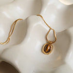 Load image into Gallery viewer, Aventurine Tiger Eye Pendant Snake Chain Necklace N6H176