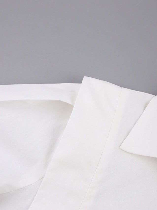 French Sharp Shoulder Slimming Shirt Women N6C136