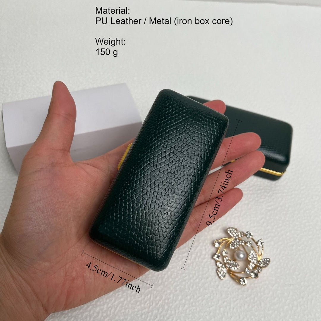 Luxury PU Leather Jewelry Box Gold Trim Ring Case N6G101