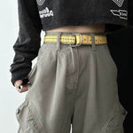 Load image into Gallery viewer, Unisex Yellow Tape Measure Canvas Belt N6J133