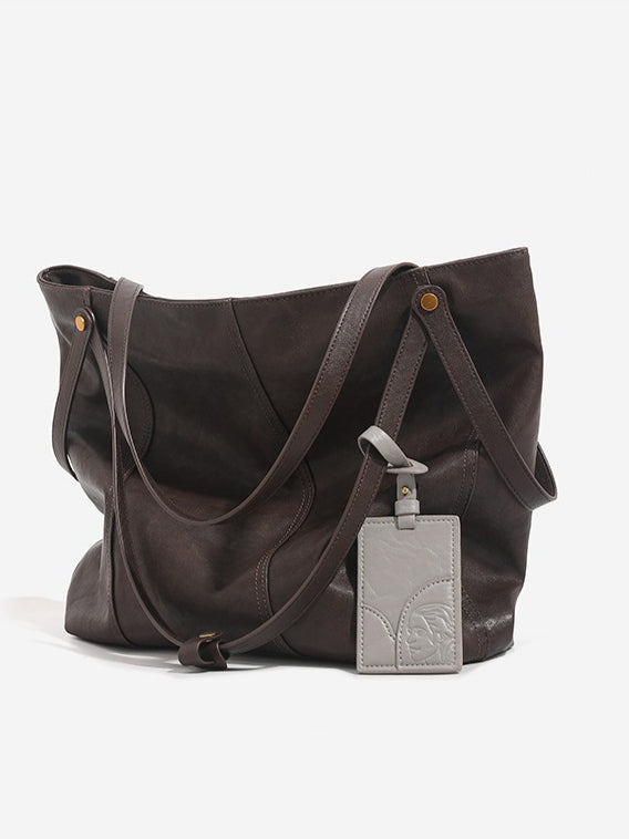 Classic Vintage Stitching Detail PU Leather Tote Bag N6C047