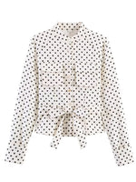 Load image into Gallery viewer, Polka Dot Tie Neck Set Women N6D127