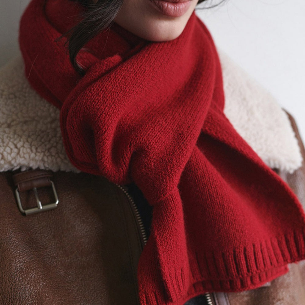 100% Pure Wool Solid Scarf Women Winter Lightweight N6H223