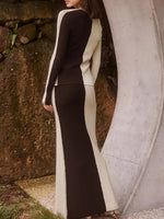 Load image into Gallery viewer, Color Block Office Set Women High Waist Skirt Suit N5A056

