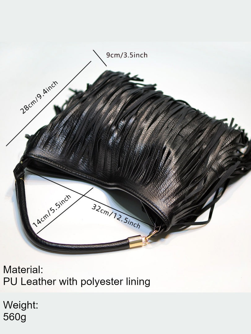 Soft Leather Double-Sided Fringe Tote Bag Women N6C222