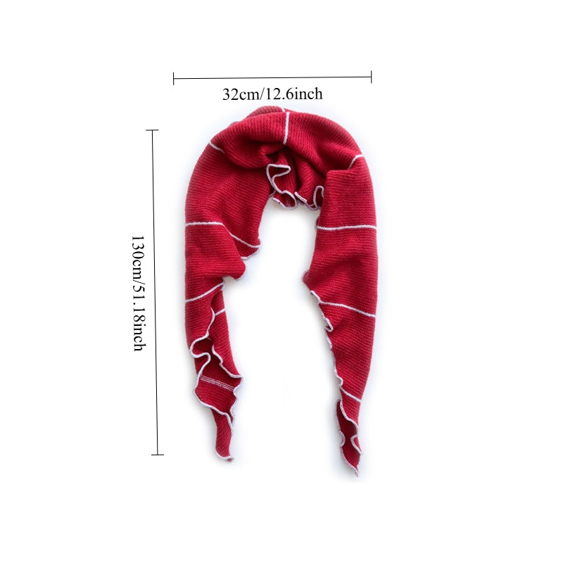 Wool Blend Ruffle Knit Triangle Scarf Shawl N6K228