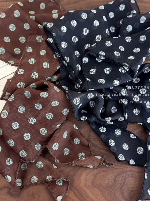 Polka Dot Mesh Long Scarf 180cm Women N6C011