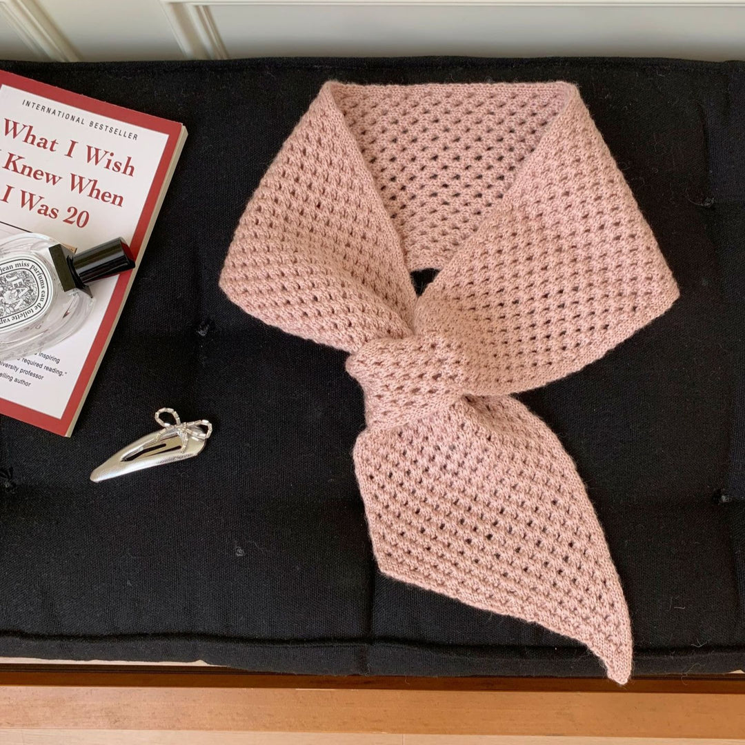 Cross Knit Neck Warmer Scarf Women Wool Blend N6H313