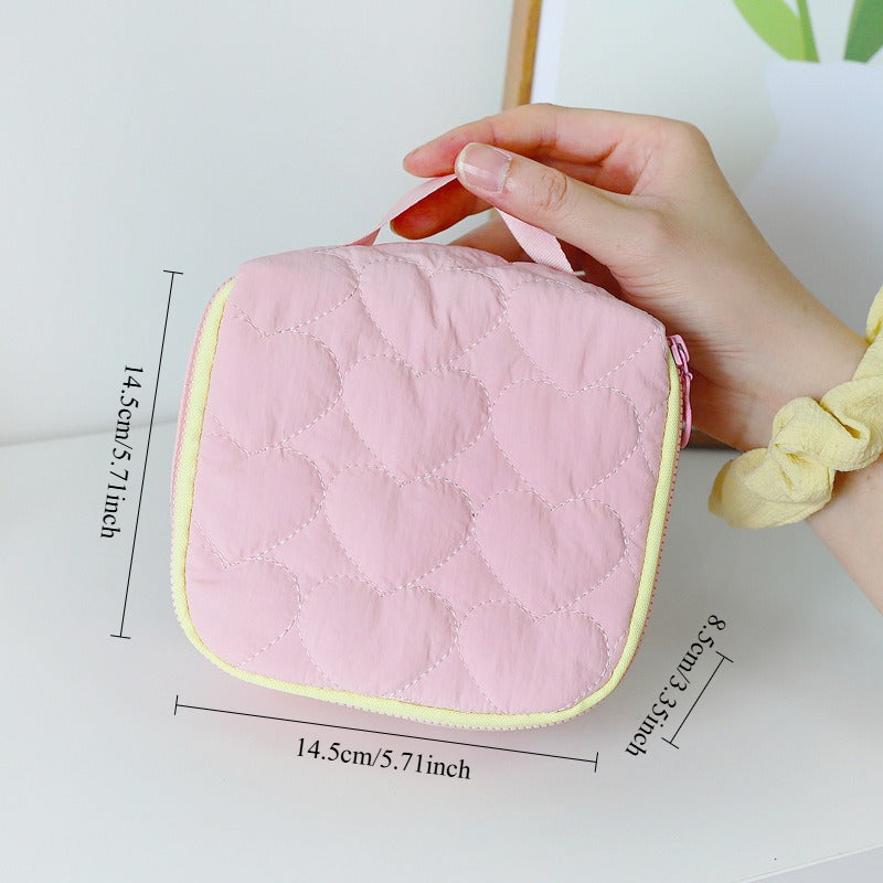 Womens Heart Print Polyester Cosmetic Bag N6K119