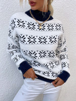 Load image into Gallery viewer, Snowflake Half High Collar Knit Sweater Women N6H260