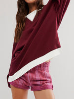 Load image into Gallery viewer, Contrast Rib Drop Shoulder Sweatshirt Long Sleeve N5Z249

