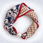 Load image into Gallery viewer, Womens Pearl Magnetic Clasp Floral Skinny Scarf N6K261
