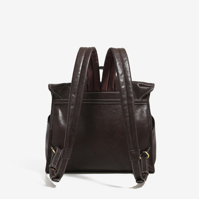 Vintage PU Leather Backpack Large Capacity Travel N6F164