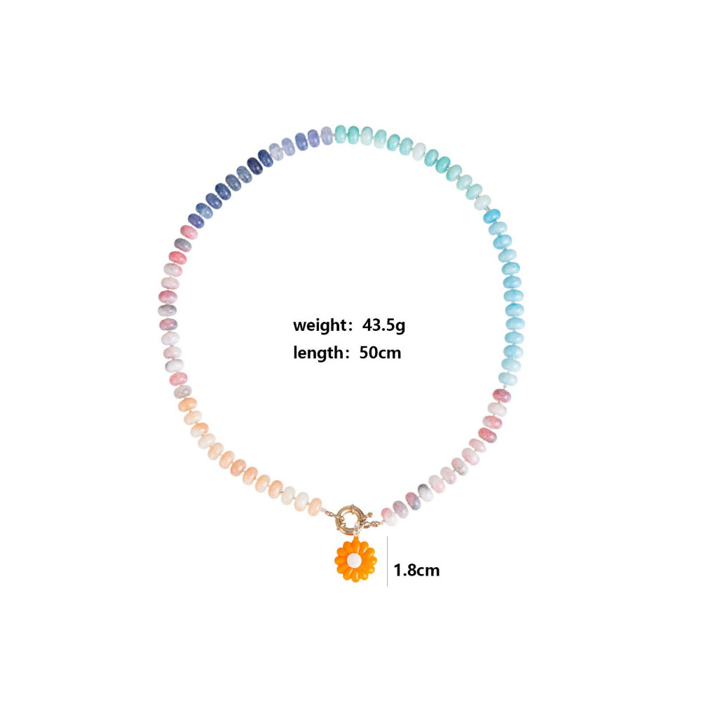Colorful Handmade Daisy Beaded Pendant Necklace N6E118