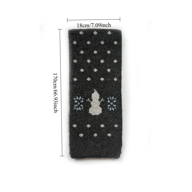 Womens Wool Blend Snowman Polka Dot Jacquard Knit Scarf N6K242