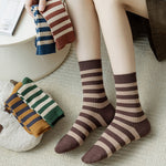 Load image into Gallery viewer, Color Block Striped Crew Socks Women One Size  N6H001