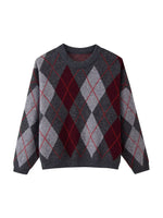 Load image into Gallery viewer, Simple Loose Jacquard Diamond Knit Pullover Women N6G156
