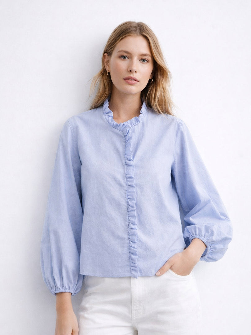 Ruffle Detail Poplin Crop Shirt Women N6C103