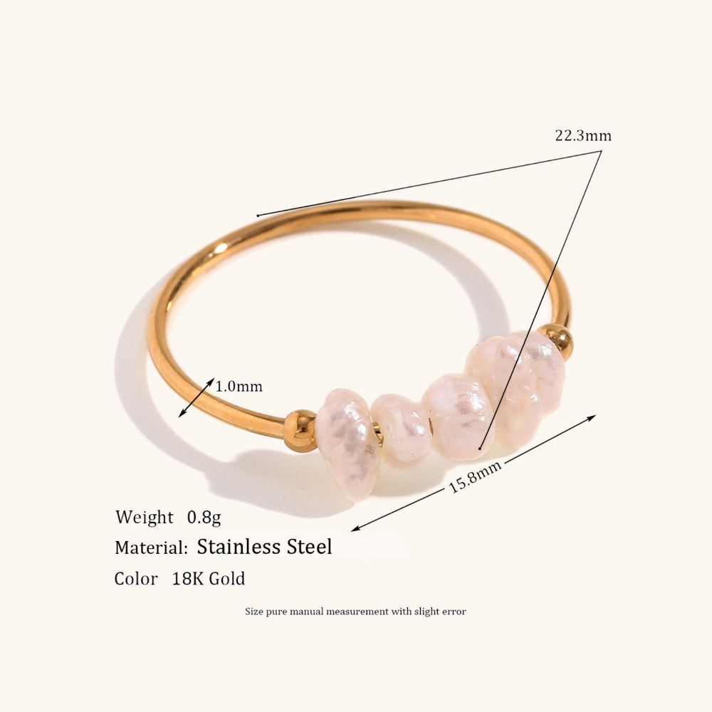 Crushed Freshwater Pearl Ring Stainless Steel N6H180