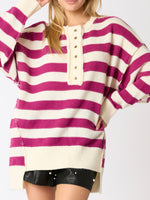 Load image into Gallery viewer, Block Stripe Knit Long Button Mid Weight Options N5Z791
