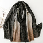 Load image into Gallery viewer, Cotton Linen Feel Gold Foil Gradient Scarf Shawl  N6H256