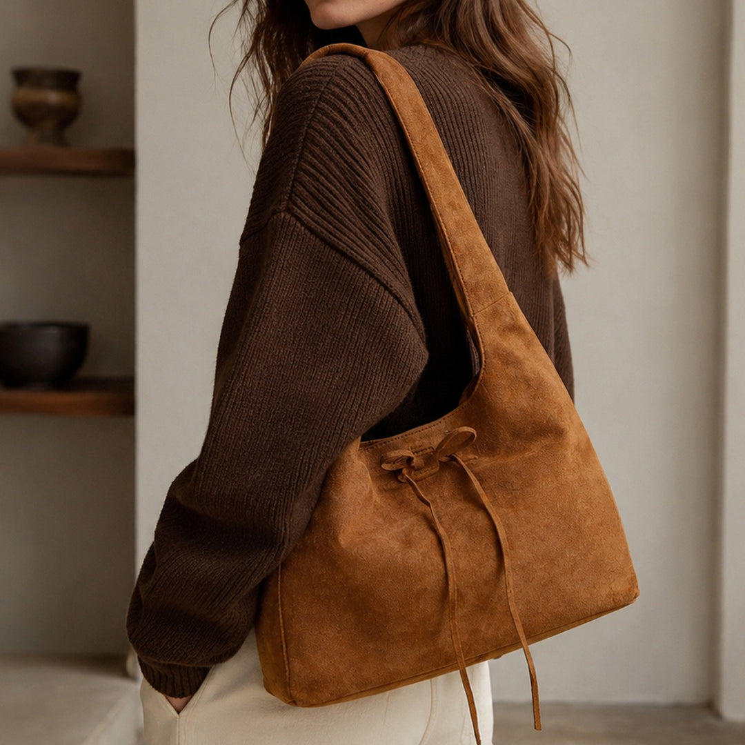 Women's Brown Polyester Vintage Tote Bag N6J159
