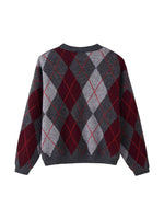 Load image into Gallery viewer, Simple Loose Jacquard Diamond Knit Pullover Women N6G156