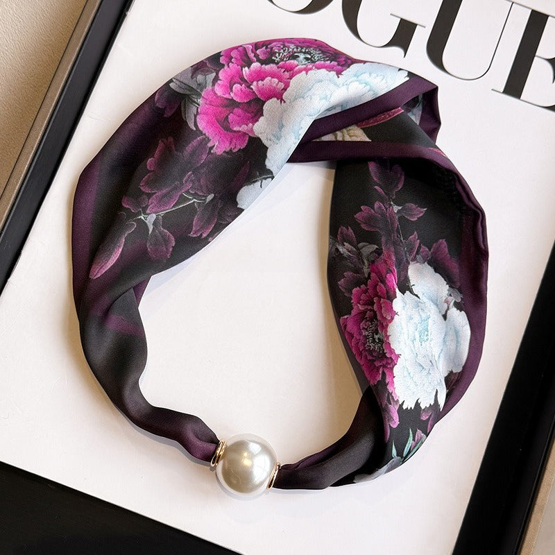 Womens Pearl Magnetic Clasp Slim Scarf N6K257