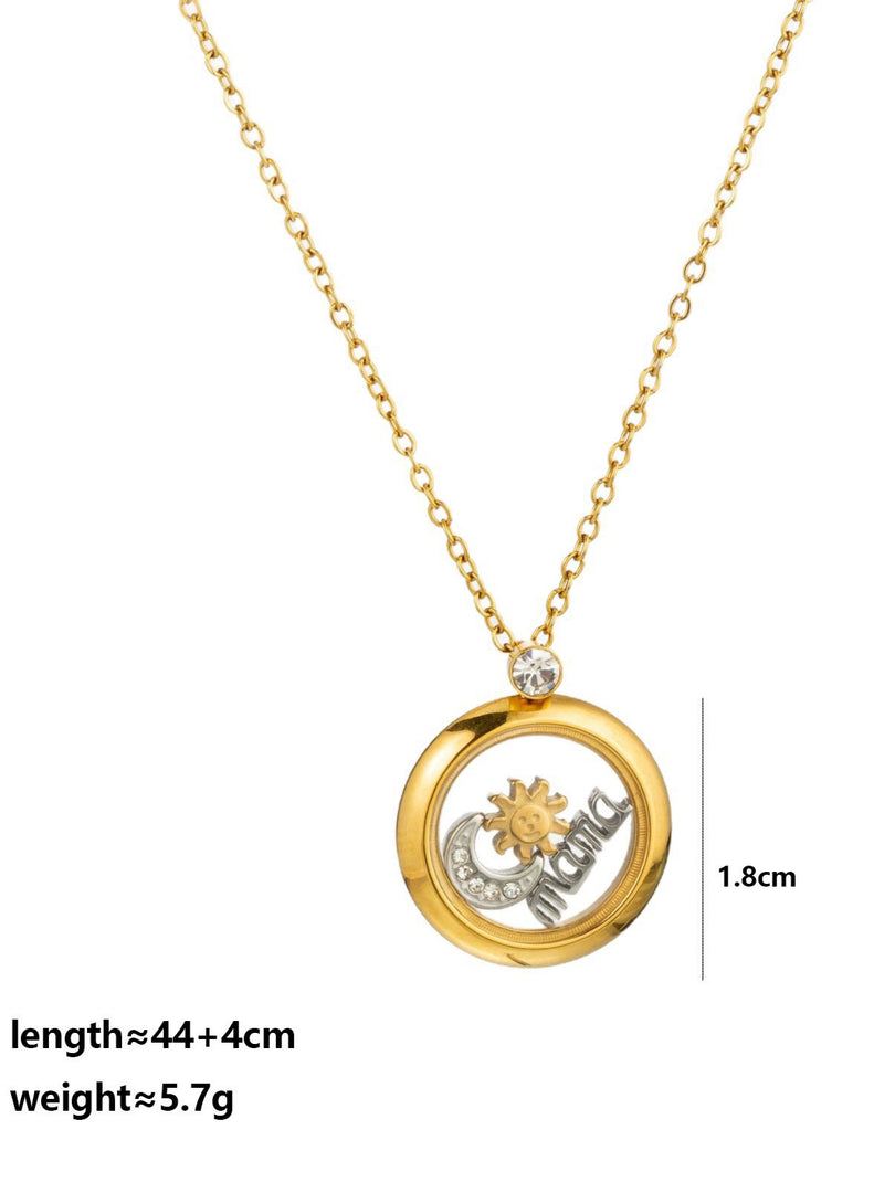 Mom Mirror Pendant Necklace 18K Gold Plated N6D535