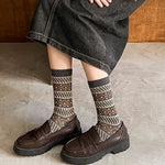 Load image into Gallery viewer, Vintage Ethnic Double Needle Thick Mid-Calf Socks N6H034