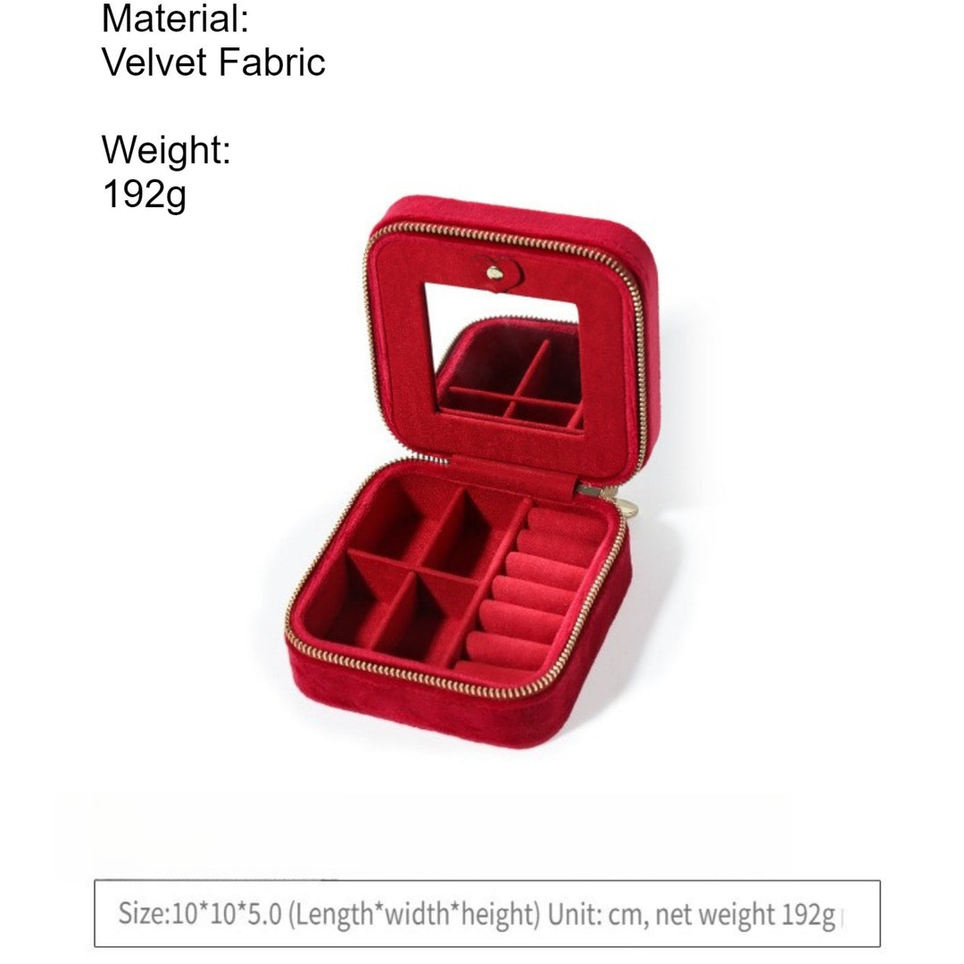 Velvet Travel Jewelry Case with Zipper N6E073