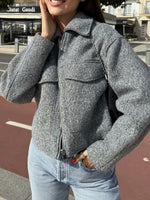 Load image into Gallery viewer, Bouclé Cropped Coat Relaxed Silhouette Mid Weight N5Z241
