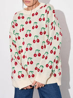 Load image into Gallery viewer, Cherry Print Sweater Mid Heavy Apricot N5Z841
