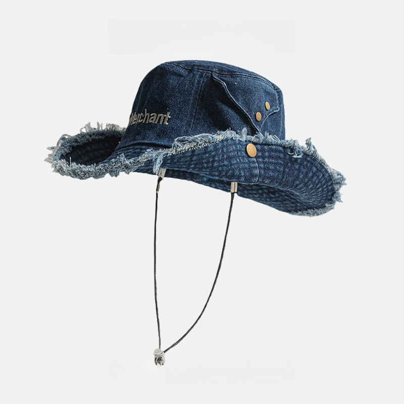 Distressed Fringe Cowboy Bucket Hat Women N6C083