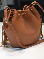 Load image into Gallery viewer, Handmade Fringe Drawstring Bucket Bag Women N6C220
