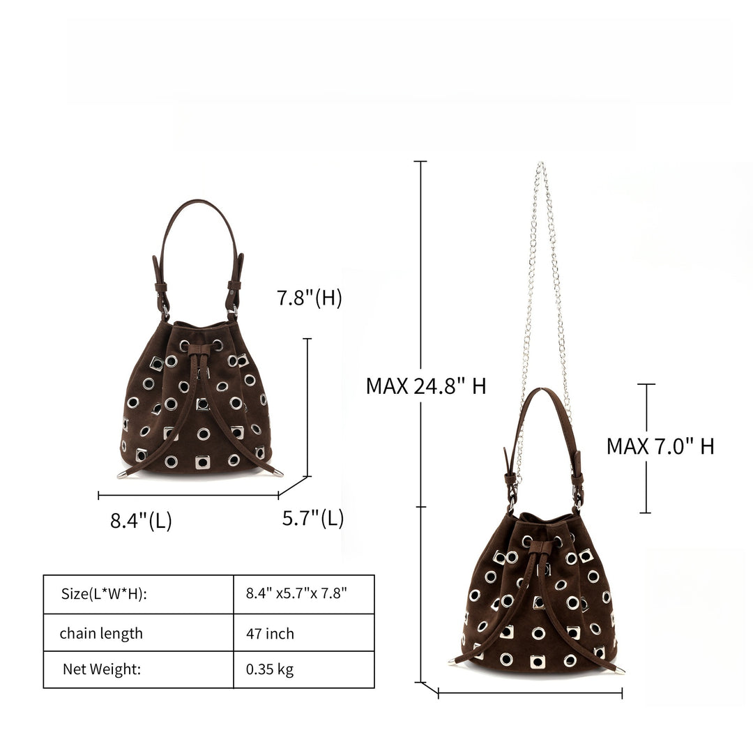 Rivet Detail Bucket Bag with Adjustable Strap S5P458