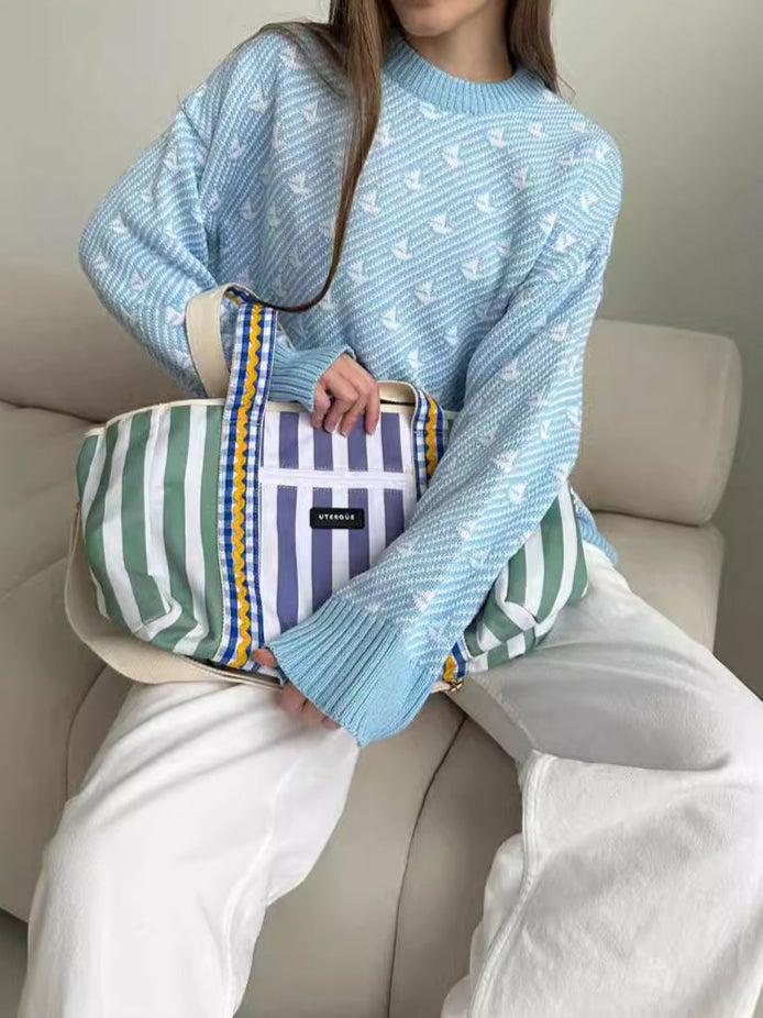 Sailboat Round Sweater Mid Weight Options N5Z846