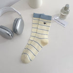 Load image into Gallery viewer, Striped Heart Embroidery Stack Socks Women Retro N6H012