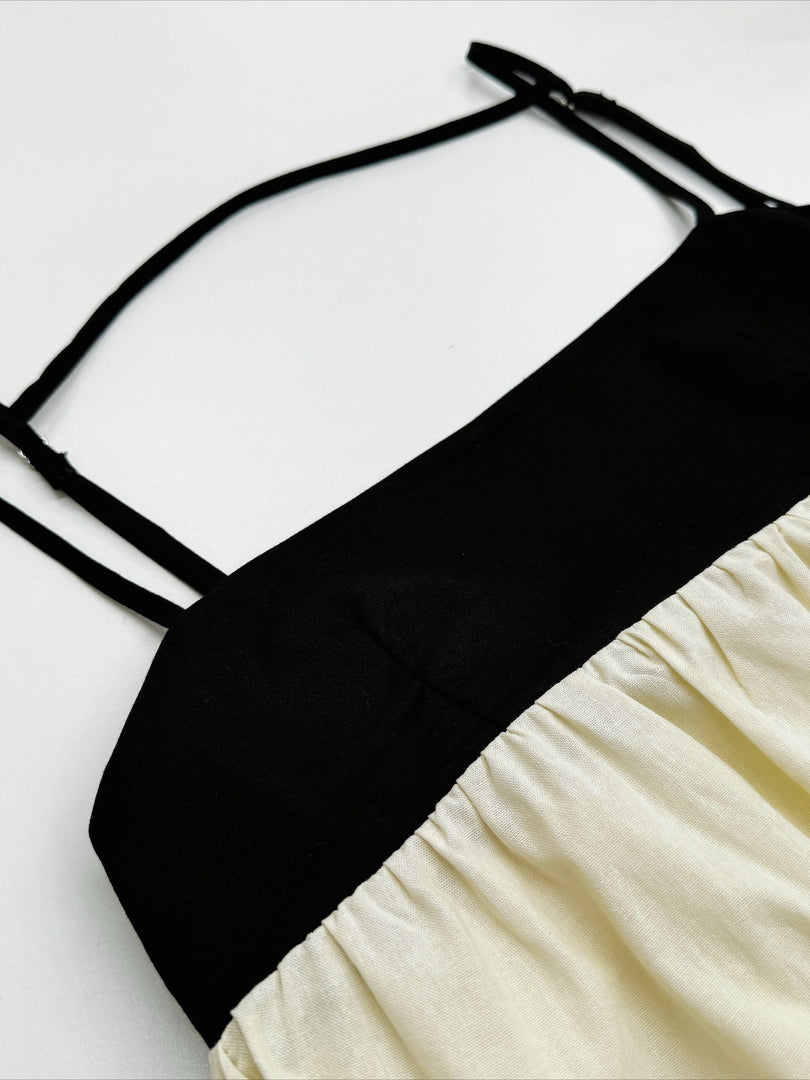 French Tube Top Color Block Slip Dress  N6C197