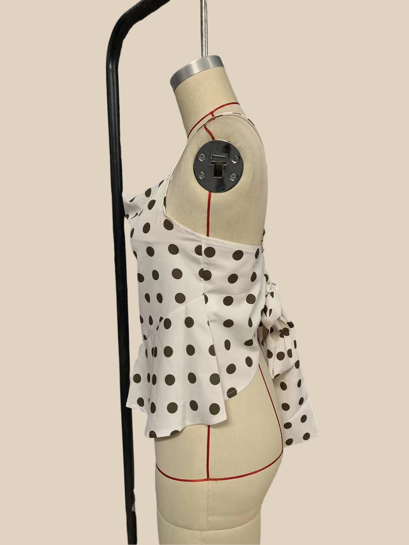 Polka Dot Ruffle Swimsuit Camisole Top N6F249