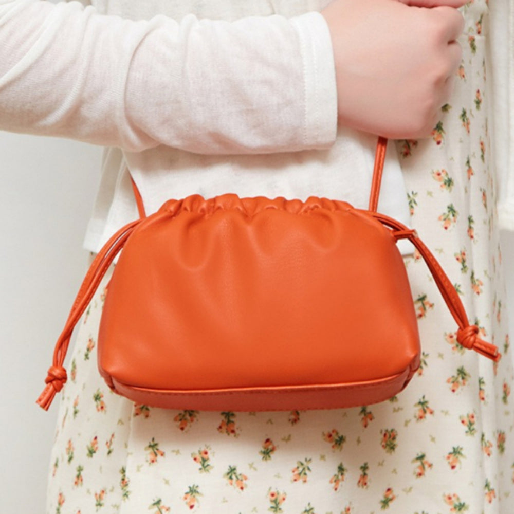 Crinkle PU Cloud Bag Crossbody Drawstring Pouch N6F104