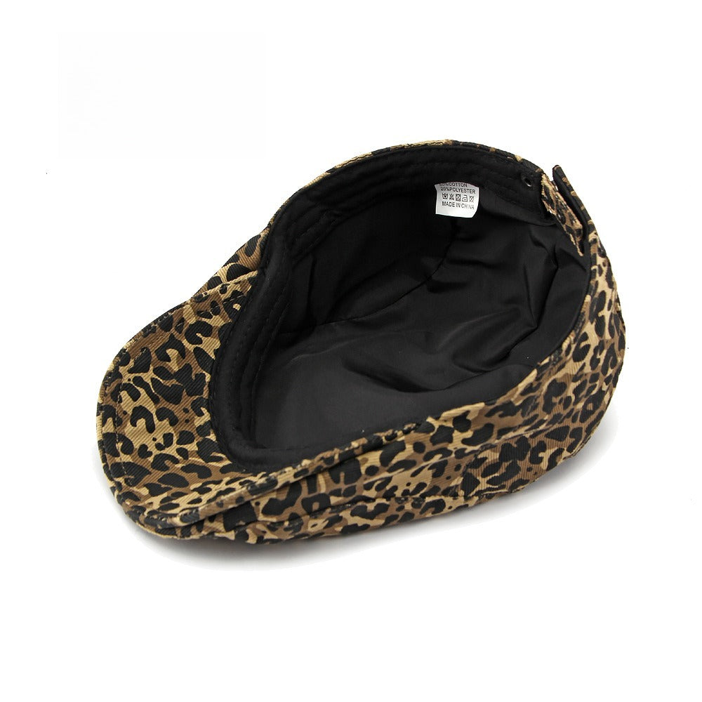 Vintage Leopard Newsboy Cap Women Adjustable N6G202