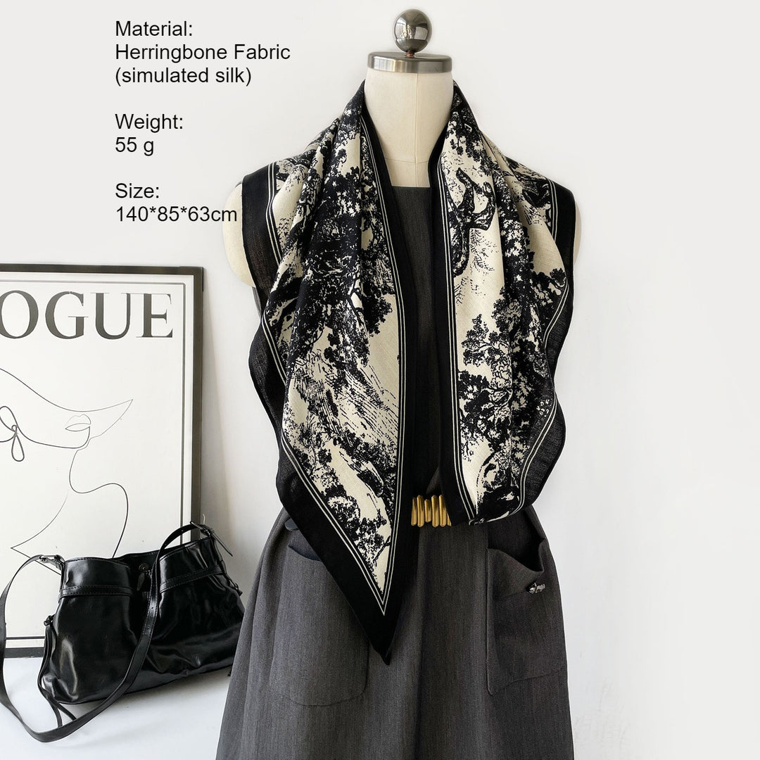 Simulated Silk Herringbone Triangle Scarf Women N6G232