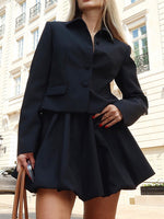 Load image into Gallery viewer, Blazer Bouffant Skirt Set Set In Heavyweight Black N5Z456
