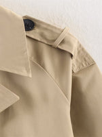 Load image into Gallery viewer, Double-Breasted Lapel Short Trench Coat Women N6G164