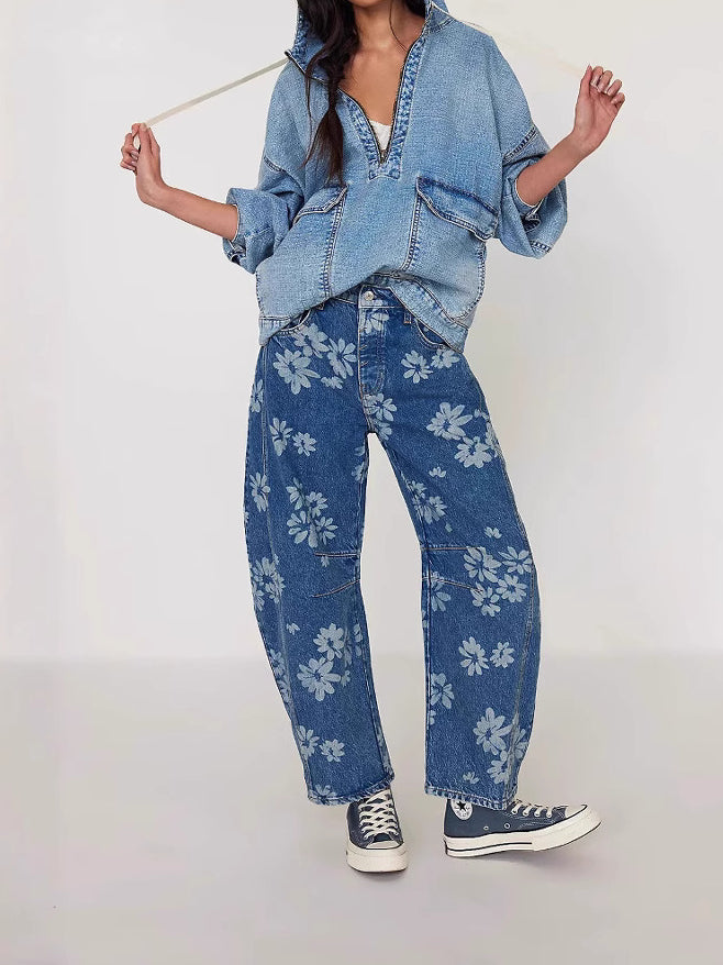 Washed Denim Hooded Jacket Relaxed Mid Weight N5Z297